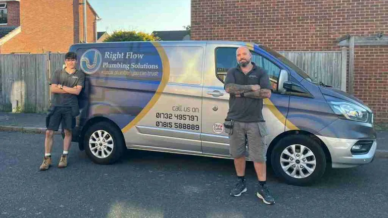The Right Flow Plumbing Solutions team with their branded van