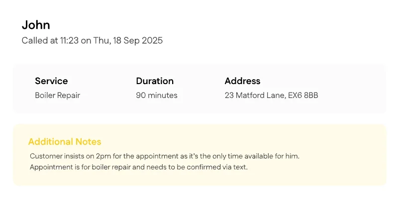 Booking request